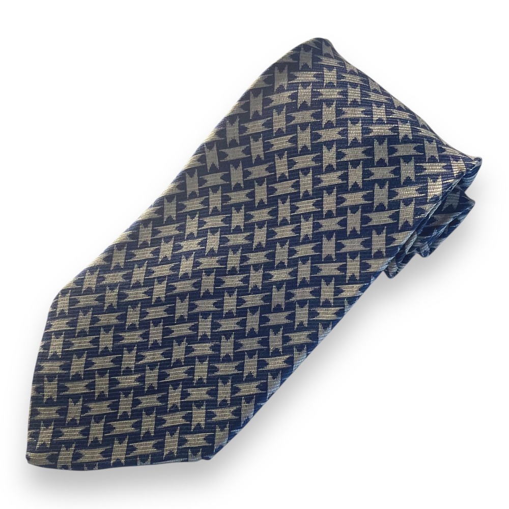Giorgio Armani Men's Silk Tie Blue Silver Geometric‎ Woven Made in Italy
Wide